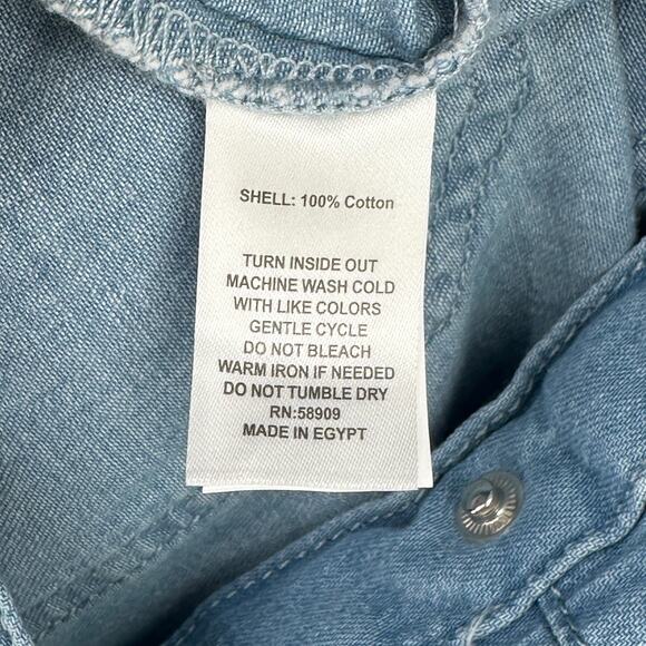 Gianni Bini Charlie Denim Button Down Long Sleeve Jean Romper Womens Size 2 - Picture 9 of 9